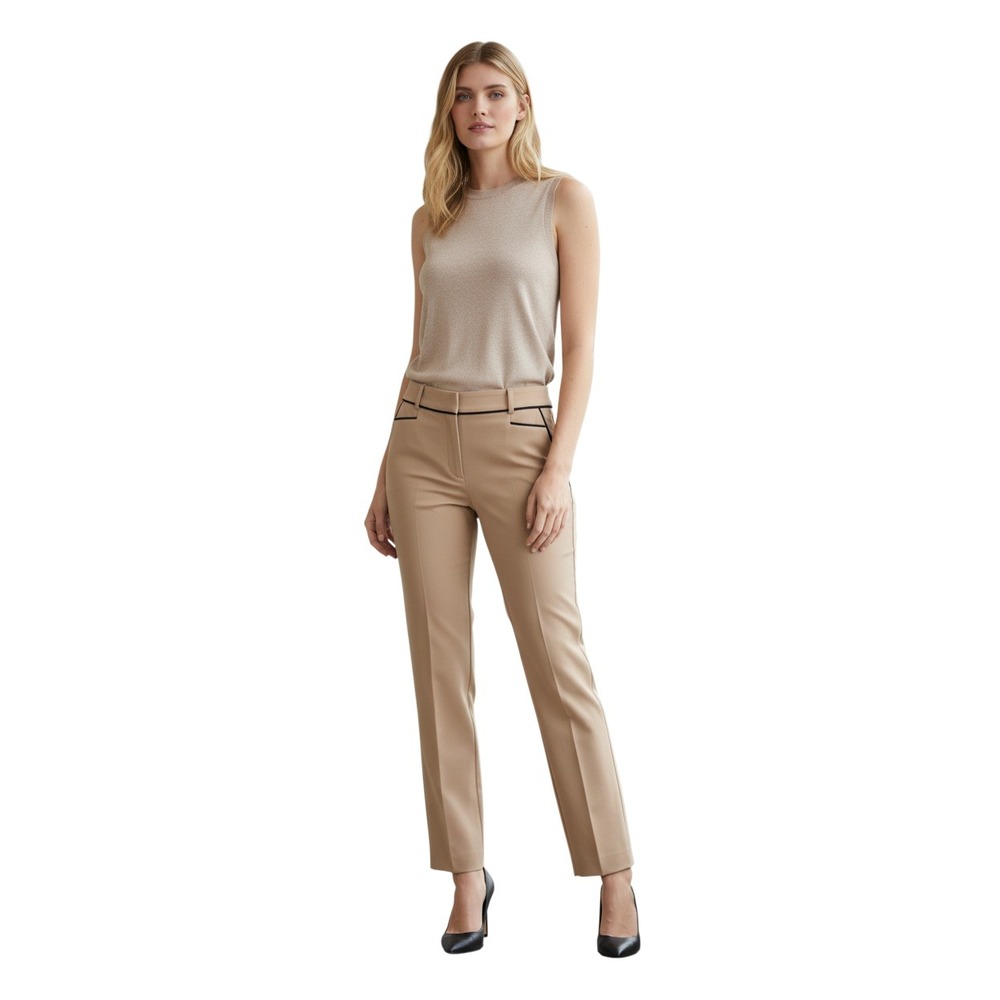 NWT 7th Avenue Design Studio NY Company Tan Straight Leg Career Pants Size 2 W29